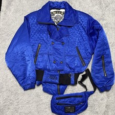 Vintage Nils Ski Jacket Womens 12 MADE IN USA Blue Belted Snowboard Coat