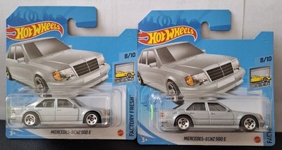 Hot Wheels 1/64 (2021): Mercedes-Benz 500E, si'graumet., 'Factory Fresh' (OVP)