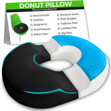 Donut Gel Sitting Pillow - Orthopedic Memory Foam for Tailbone Pain, Hemorrhoid,