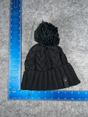 Kohl's Beanie Toque Women One Size Black Knit Sparkly Acrylic Blend Pom
