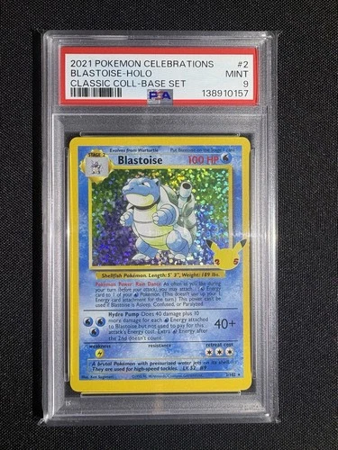 Pokémon TCG Holo Rare Blastoise Card 2/102 PSA 9 Celebrations Classic Collection