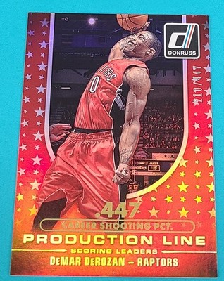2014  Donruss Product. Line Stat Line Career /447 #10 DeMar DeRozan Card M5