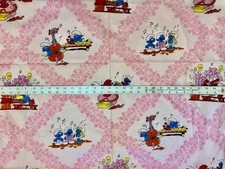 OOP Smurfs on Pink by Wallace Berrie & CO - BTHY: 18” x 44”