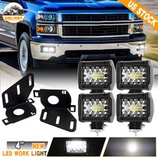 Bumper Fog Light Mount4pc 240w 4 Led Light Pods Fit 07-13 Chevy Silverado 1500