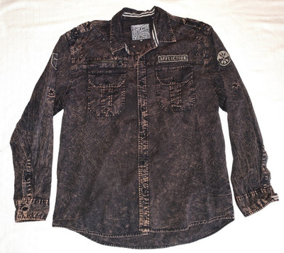 NICE Affliction Black Premium Long Sleeve Button Up Shirt XXL 2XL NICE USED