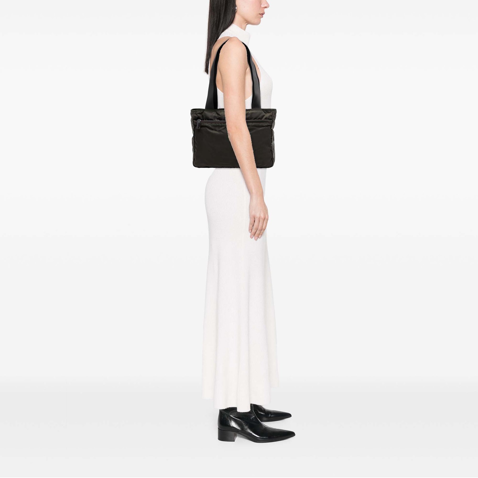 Authenticated Prada Tessuto Tote Dark Green Nylon Fabric thumbnail 6