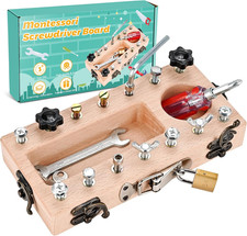 Montessori Screwdriver Board Set with Lock and Key, Montessori Toys for 3 4 5 Ye
