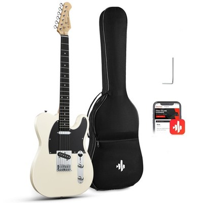   Donner DTL-100 E-Gitarre SS-Tonabnehmer, glänzend Weiß, mit Online-Lektionen