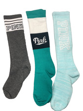 Victoria's Secret PINK Crew Socks Lot of 3 NWOT Differect Colors