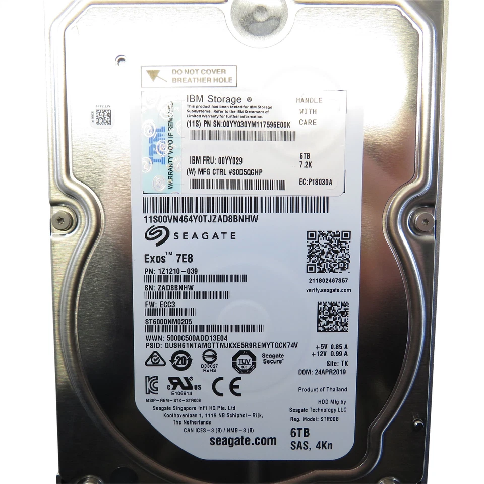 IBM 00YY029 00YY030 6TB 7.2K RPM 3.5" SAS 12Gbps SED HDD Hard Drive - Image 3 of 4