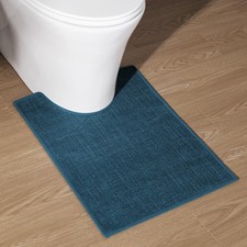 Dark Blue UShaped Bathroom Rug Mat Non Slip Absorbent Quick Dry 24x17 Inch