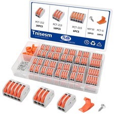 50Pcs Lever Wire Connectors Nuts Assortment Kit 28-12 AWG with BasesScrews, 2...