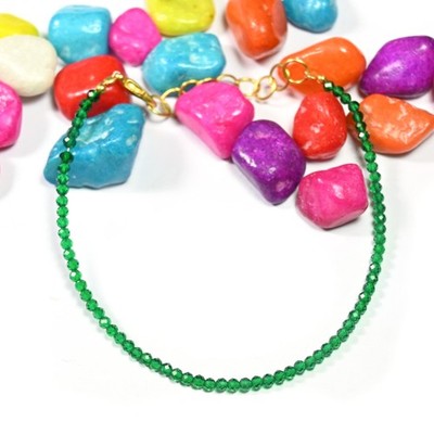 Dainty A++ Green Onyx Faceted Round Gemstone Beads May Birthstone Bracelet 6-8''