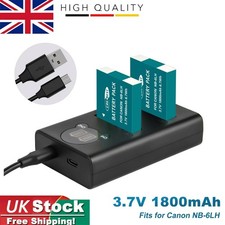 2Pcs NB-6LH 1.8Ah Battery+Dual Charger For Canon PowerShot SX530 HS SX610 SX700