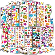 3D Stickers for Kids & Toddlers, 500+ 3D Puffy Stickers Including Animals, Lette