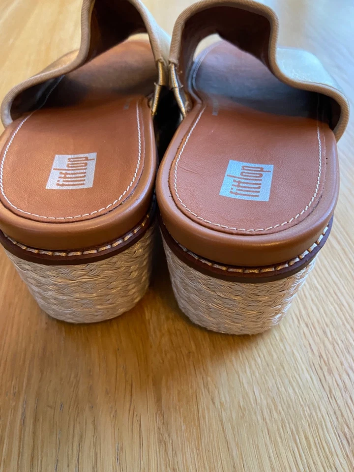 fitflop espadrille metallic leather wedge slides - Image 2 of 4