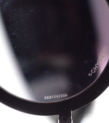 VERY RARE Chanel Round Sunglasses Black/Silver Logo Metal Italy CH