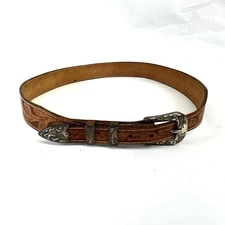 Vintage Saddle Craft TexTan Tex Tan Full Grain Cowhide Hand Tooled Belt Size 30