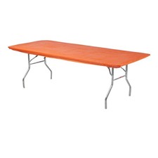6' Rectangle Plastic Table Covers 30" x 72", Bundle of 5 Orange 