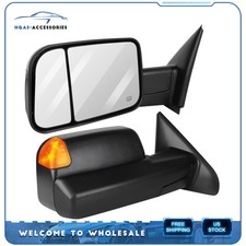 Pair Power Heated Tow Mirrors For 03-08 Dodge Ram 1500 2500 3500 Led Turn Signal