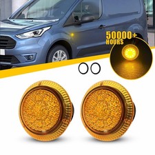 2x Smoke RED Bumper LED Side Marker Light Front For 2010-21 Ford Transit Connect