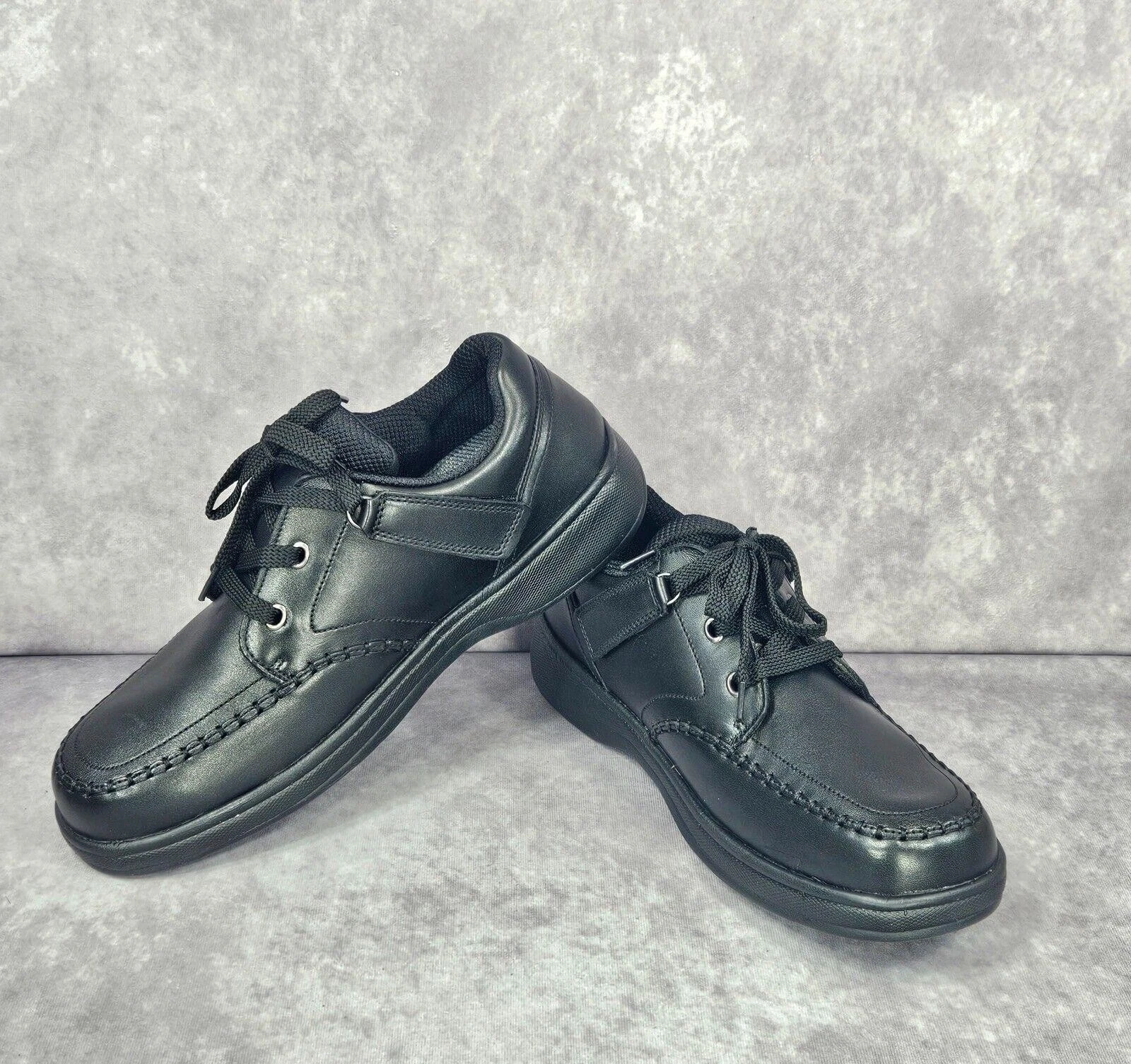 Orthofeet Bio Feet Black Leather Support Tie Less Sneaker 10.5 D Orthopedic Shoe