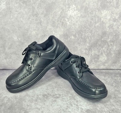 Orthofeet Bio Feet Black Leather Support Tie Less Sneaker 10.5 D Orthopedic Shoe