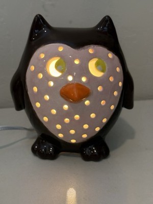 Vintage Black  Pink Owl Night Light Dresser Lamp Bright  Whoot Owl
