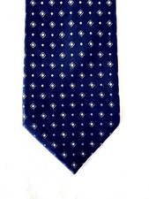 DKNY 100 Silk Neck Tie, Navy Tie, Diamond Pattern, Excellent Condition 