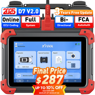 2025 XTOOL D7 V2.0 Full System Diagnostic Bi-Directional Scanner Key Programmer