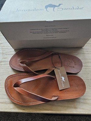 Jerusalem Sandals Handmade Leather Size EU 45 US 12 Honey Brown  FlipFlops Jaffa