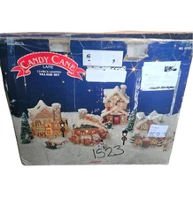 Vintage Candy Cane Lane Lighted Christmas Village Set w/Original Box & Packaging