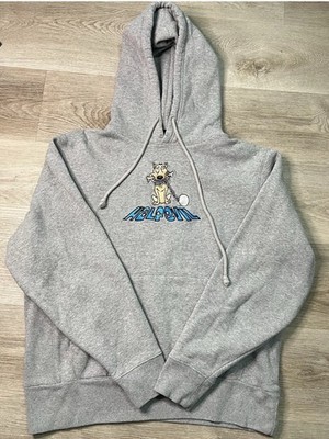 333 Half Evil Sweater Mens Medium Gray Pullover Hoodie Embroidered Logo Dog Bone