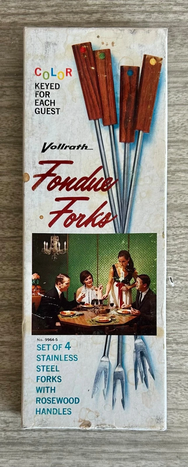 Vtg. 1960s Vollrath Set of 4 Stainless Steel Fondue Forks Rosewood Handles Japan