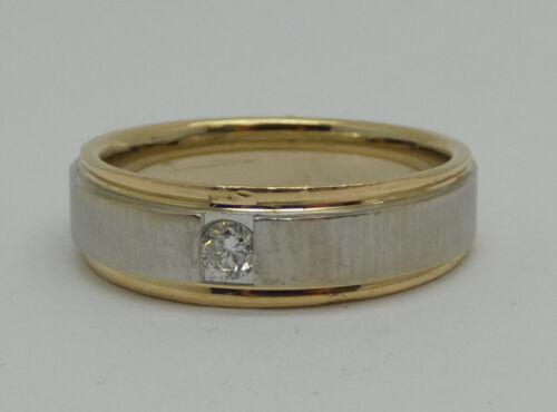 Gents 14k Yellow & White Gold Band w/ Natural Rou… - image 1