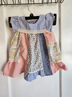 Blueberi Boulevard Girls 12M sundress short sleeves lace ruffle hem