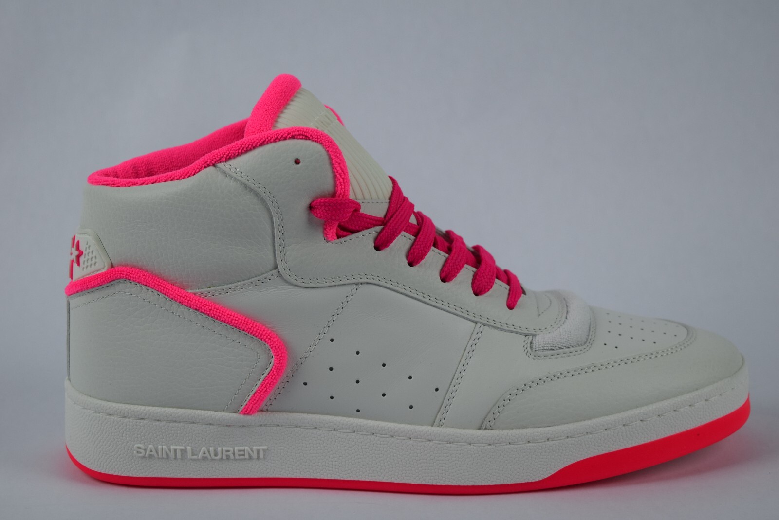 Sneakers medie uomo YSL Saint Laurent SL80 nuove con scatola taglia 45 46 euro rosa pelle bianca