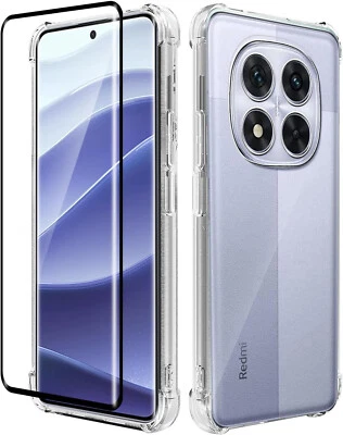 BNBUKLTD® For Xiaomi Redmi Note 14 4G 5G Pro + Plus Case, Clear Gel Phone Cover + Screen