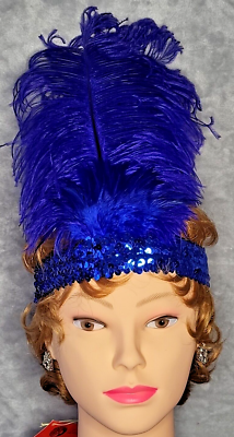 Dark Blue Feather Royal Blue Sequin Headband Flapper  display picture 3