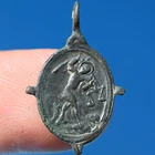 AWESOME 1600s ST MICHAEL ARCHANGEL RELIGIOUS MEDAL ANTIQUE LORETO VIRGIN PENDANT