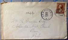 Jamestown Rhode Island July 26th 1887 cancel on cover Newport Transit back cance