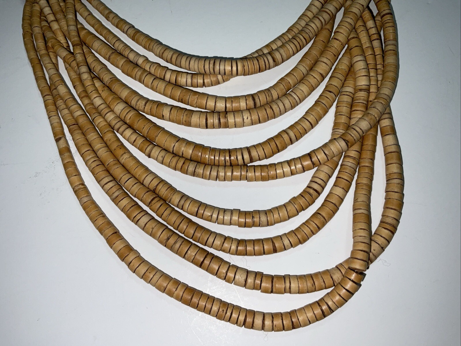 Multi Strand 10 Coconut Shell Beaded Statement Ne… - image 5