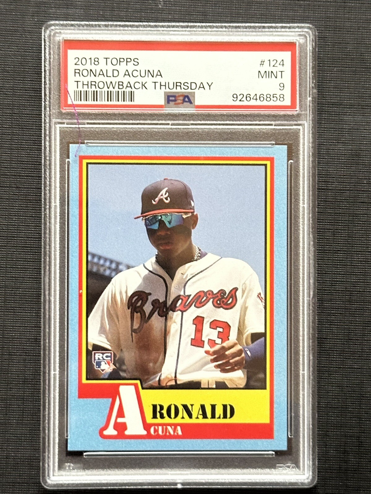 RONALD ACUNA JR 2018 Topps #124 Throwback Thursday RC PSA 9 Mint A-Team