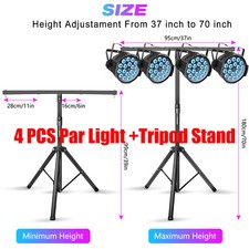 4PCS 18 LED 270W Par Light RGBW Wash Light DMX Disco Party DJ Stage Light Stand