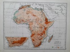 1895 MAP AFRICA PHYSICAL SAHARA DESERT CAPE COLONY MADAGASCAR