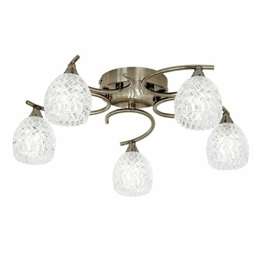 REAGAN Ceiling Light 3-Light / 5-Light Antique Brass/Chrome Semi Flush Glass cut - Picture 24 of 29