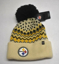 Pittsburgh Steelers NFL '47 Brand Pom Beanie Stocking Cap Natural Adult OS