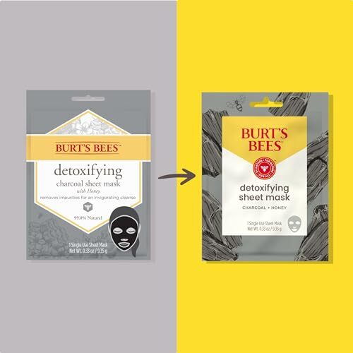 Burt's Bees Detoxifying Charcoal Face Mask 6 Pack Natural Skin Treatment