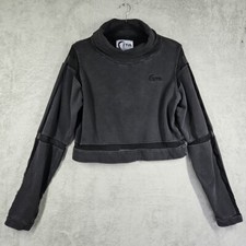 Zyia Women's Sweatshirt Cowlneck Black Mesh Trim Cropped Pullover Size M