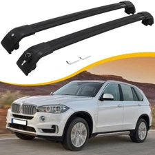 Black Lockable Cross Bars For BMW X5 F15 2014-2018 Roof Rack Rails